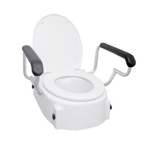 adjustable over toilet seat raiser with arms and lid