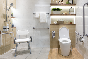 bath bench inside the shower area