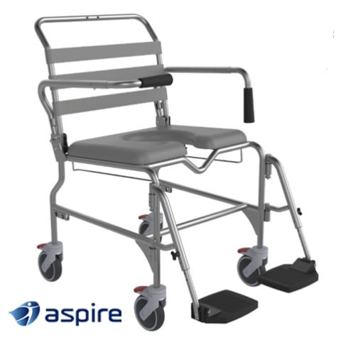 ASPIRE 530MM SWING AWAY FOOTREST SHOWER COMMODE