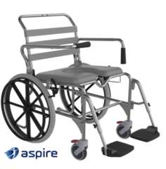 Aspire 600mm Swing Away Footrest Shower Commode - Self Propelled