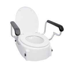 Adjustable Over Toilet Seat Raiser with Arms and Lid